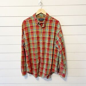 Ralph Lauren | Vintage Rainbow Plaid Classic Fit Cotton Casual Button Down  XL